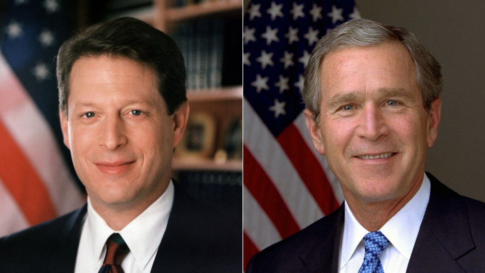 Фотографии кандидатов в президенты 2000 года Эла Гора и Джорджа Буша.