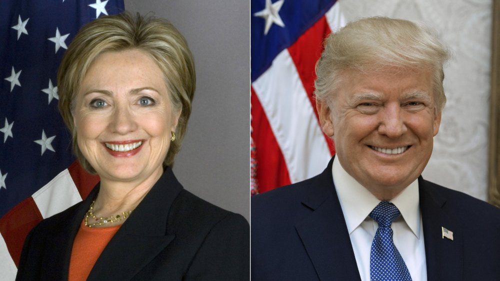 Фотографии кандидатов в президенты 2016 года Хиллари Клинтон и Дональда Трампа.