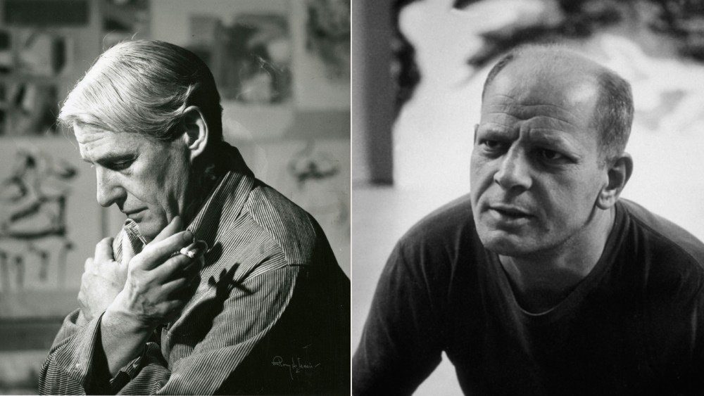 Слева: Виллем де Кунинг в своей студии, 1961 год. Справа: Джексон Поллок
