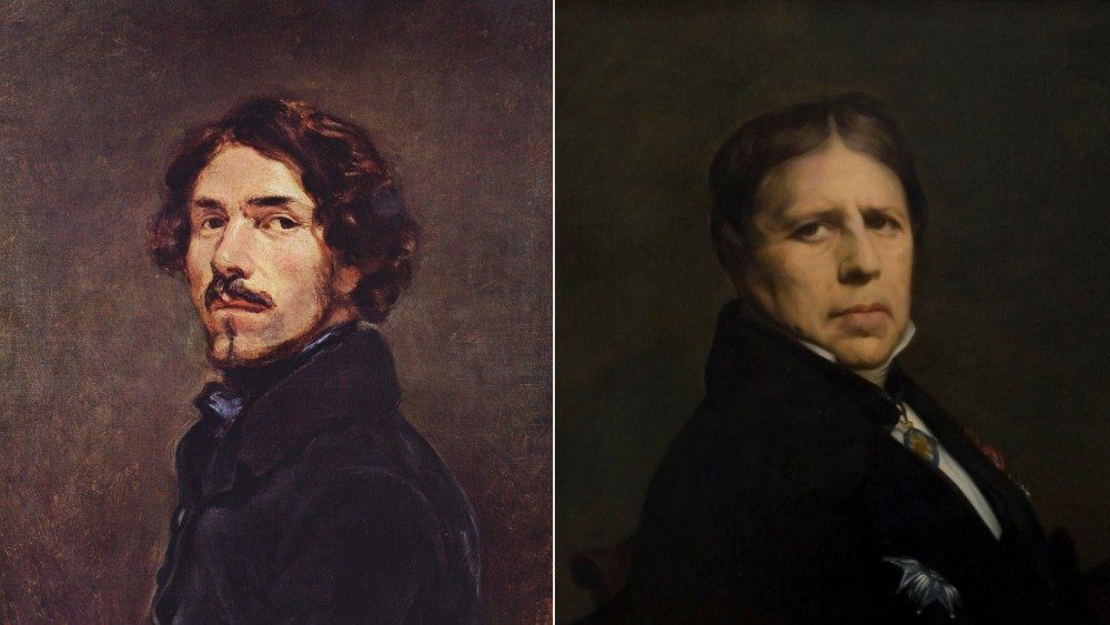 Слева: Автопортрет, Эжен Делакруа, 1860 г. Справа: Автопортрет, Жан Огюст Доминик Ингр, 1864 г.