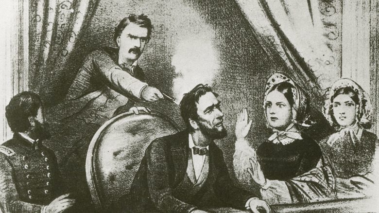 Бут и Линкольн во время покушения