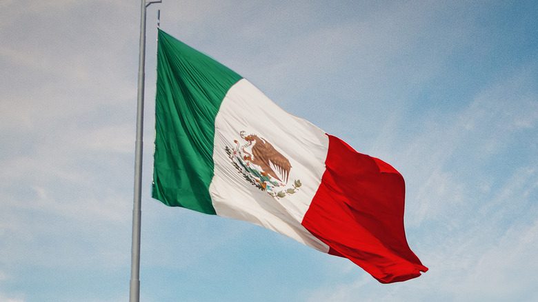 Мексиканский флаг над Мехико
