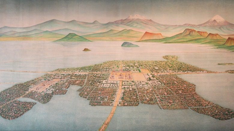 Изображение столицы ацтеков Теночтитлана