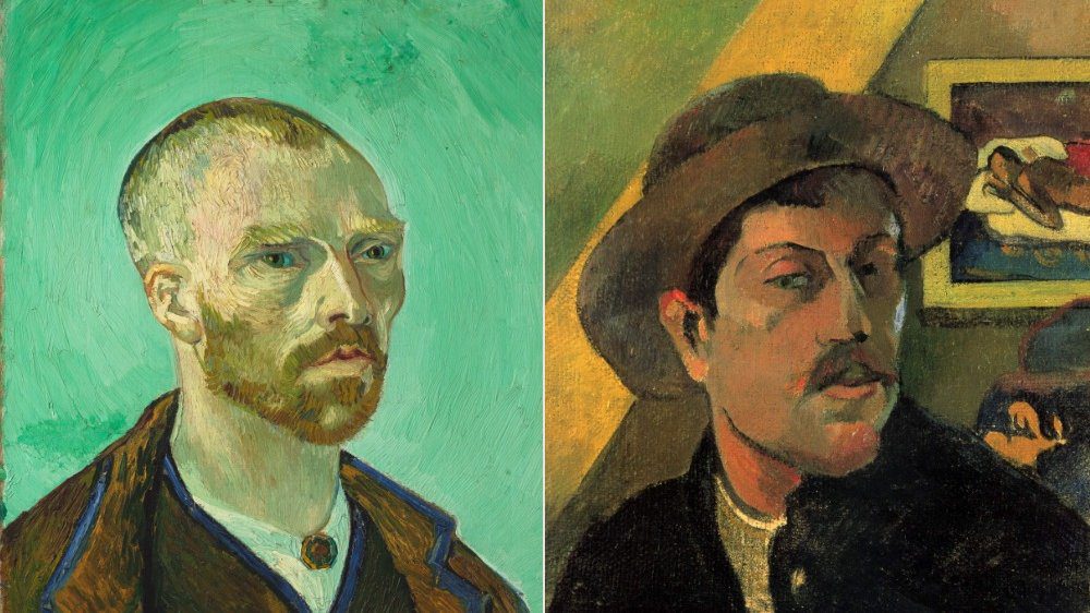 Слева: Автопортрет, Винсент Ван Гог, 1888 г. Справа: Автопортрет, Поль Гоген, 1893 г.