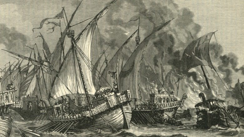 Иллюстрация византийско-арабского морского сражения