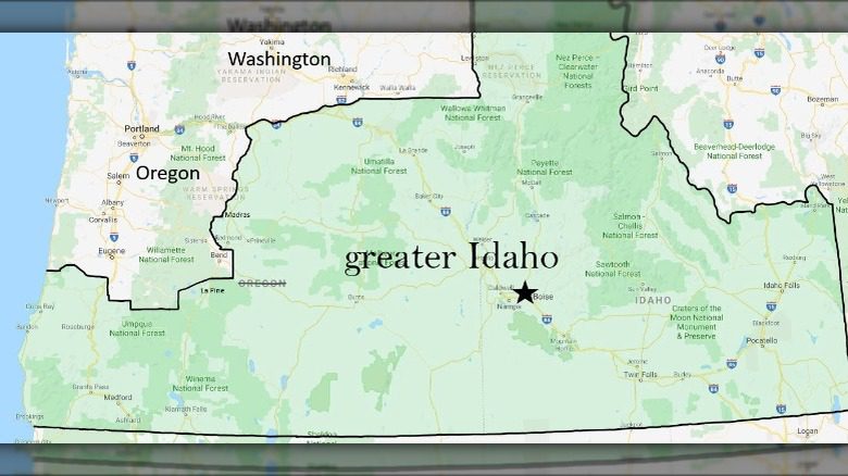Карта предполагаемого штата Большой Айдахо