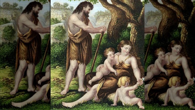 Рисунок Адама и Евы с Каином и Авелем