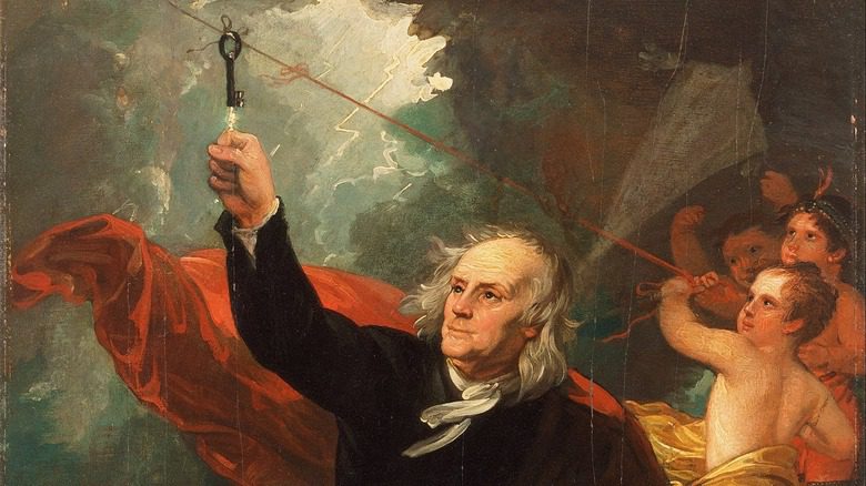 Бенджамин Франклин рисует электричество с неба, 1816 год, Бенджамин Вест