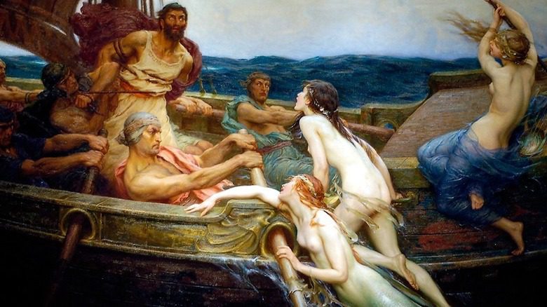 Сирены-русалки, соблазняющие Одиссея