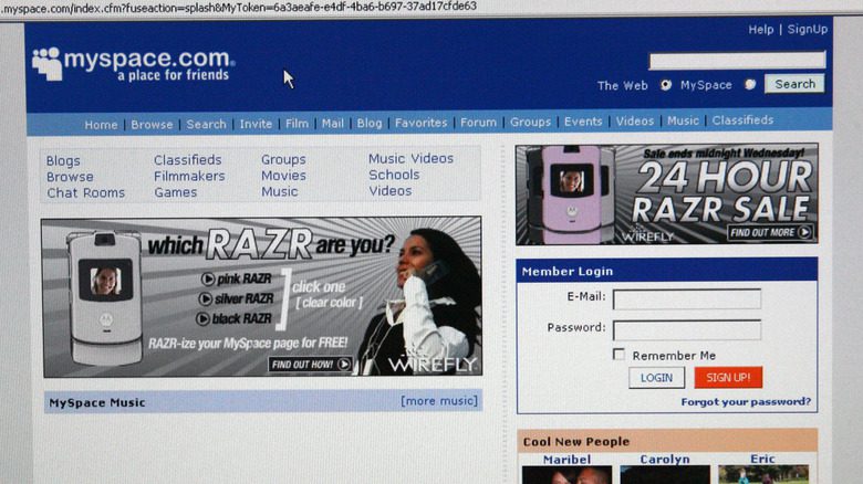Домашняя страница Myspace