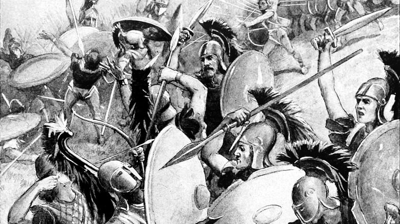 Спартанские воины в бою