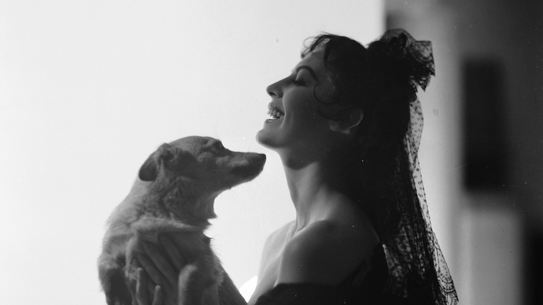 Ава Гарднер с собакой на руках