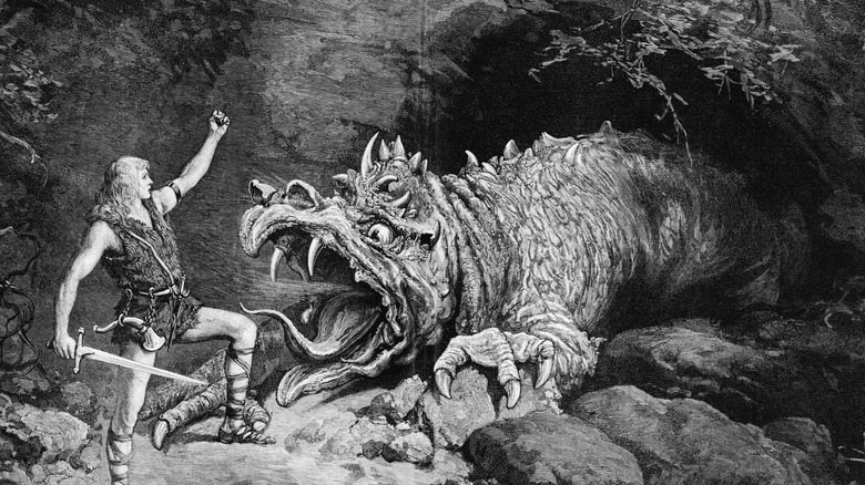 Иллюстрация дракона пещерного воина