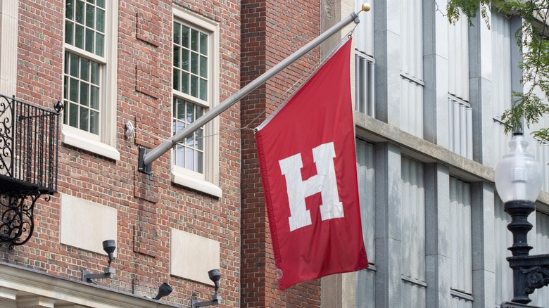 Развевающийся флаг Гарварда